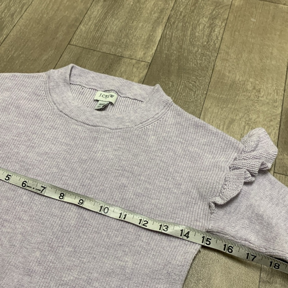 Womens J. Crew Lavender Ruffle Long Sleeve Pullover Ribbed Sweater‎ - Picture 6 of 8